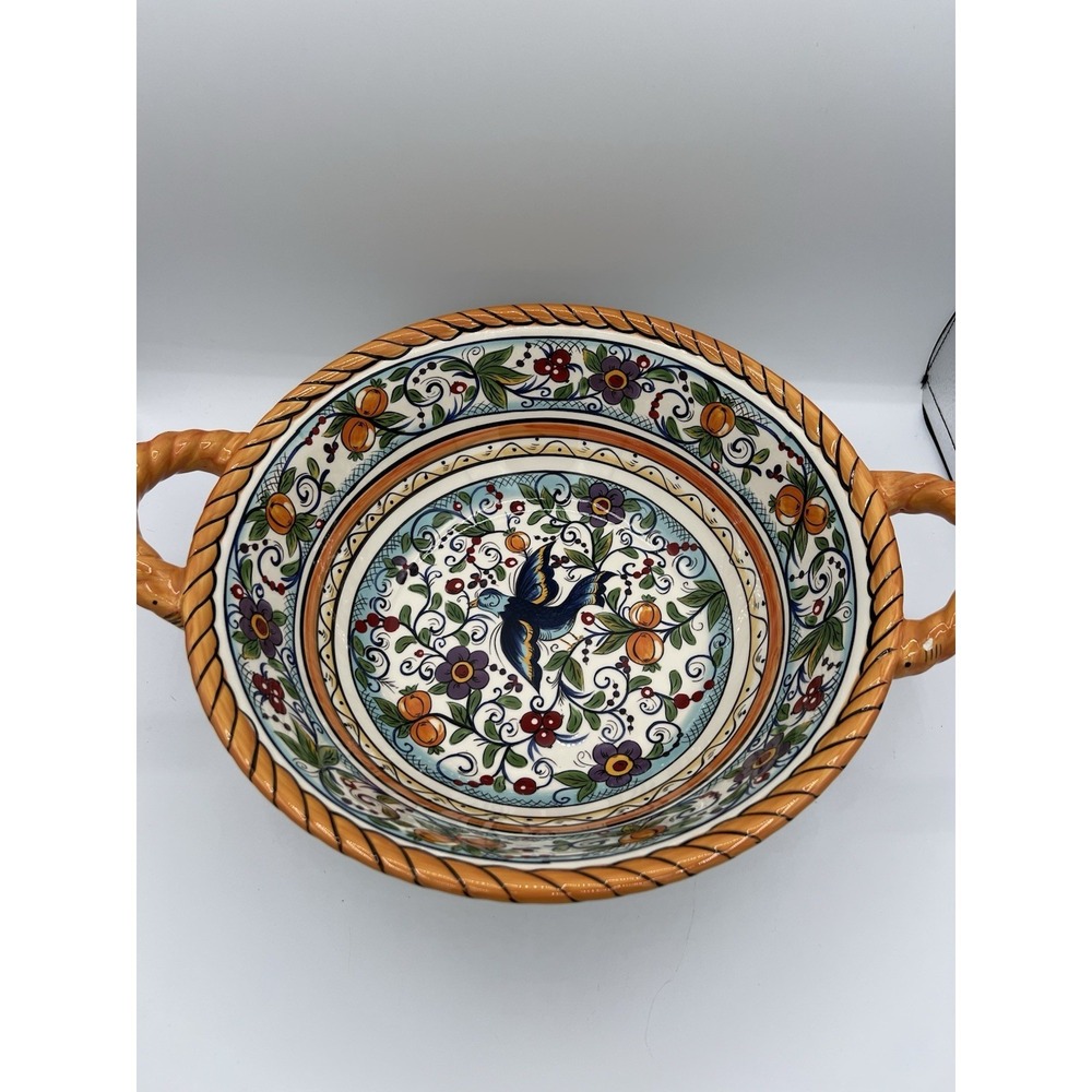 Dario Farucci Designs "Villa Paradiso" Large Pasta Serving Bowl -Chip On Handle